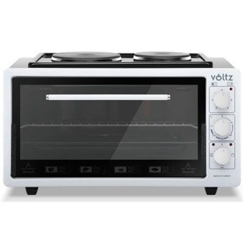 Мини готварска печка Voltz V51441BK50, 2 нагревателни зони, 50 л. обем на фурната, бяла image