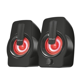 Тонколони Trust Gemi 22948, 2.0, 6W RMS, USB, 3.5mm jack, RGB подсветка, черни | JAR Computers Trust Gemi 22948