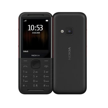 GSM Nokia 5310 (черен), поддържа 2 sim карти, 2.4" (6.09 cm) QVGA TFT дисплей, Mediatek MT6260A, 8MB RAM, 16MB Flash памет (+ microSD), 0.3 MPix камера, Bluetooth | JAR Computers NOKIA 5310 DS BLACK/RED