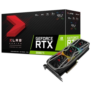 Видео карта Nvidia GeForce RTX 3080 Ti, 12GB, PNY XLR8 Gaming Revel Edition (VCG3080T12TFXPPB), PCI-E 4.0, GDDR6X, 384-bit, DisplayPort, HDMI | JAR Computers PNY GeForce RTX 3080 Ti XLR8 Gaming Revel Edition