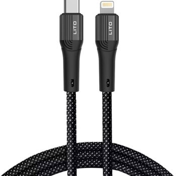 Кабел Lito LD14, от USB C(м) към Lightning(м), 1m, 60W, черен | JAR Computers Lito LD14