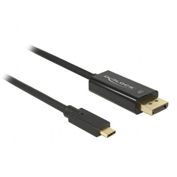 Кабел Delock 85256, от USB C(м) към DisplayPort(м), 2m, 4K/60Hz, черен | JAR Computers Delock 85256