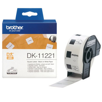 Лента за етикетен принтер Brother тип DK, черен цвят на бял фон, 23mm x 23mm, 1000 етикета, PN: DK-11221 | JAR Computers ЛЕНТА ЗА ЕТИКЕТНИ ПРИНТЕРИ BROTHER ТИП DK - SQUA