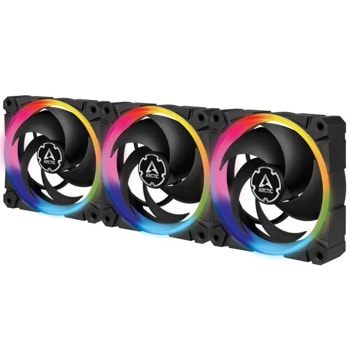 Вентилатори 120mm Arctic BioniX P120 Black, 4-pin, 3 броя, контролер, 2300 rpm, RGB подсветка | JAR Computers ARCTIC Fan Pack 3 in 1 BioniX P120 A-RGB Black 120