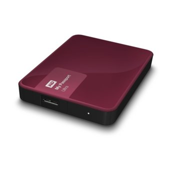 Твърд диск 2TB WD MyPassport Ultra (бордо), външен, 2.5" (6.35 cm), USB3.0 | JAR Computers 2TB WD MyPassport Ultra Wild Berry WDBBKD0020BBY