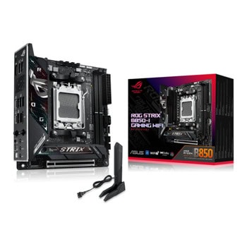 Дънна платка Asus ROG STRIX B850-I GAMING WIFI, B850, AM5, DDR5, PCI-E 5.0 (HDMI), 2x SATA 6Gb/s, 2x M.2 slots, 1x USB 3.2 Gen 2x2 Type-C, Wi-Fi 7, Bluetooth 5.4, Mini-ITX | JAR Computers Asus ROG STRIX B850-I GAMING WIFI 90MB1K30-M0EAY0