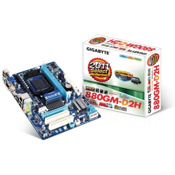 Дънна платка Gigabyte 880GM-D2H, AMD 880G, AM3+, DDR3, VGA+PCI-E (HDMI & DVI), SB7.1, Lan1000, SATA RAID 0,1, 10, mATX | JAR Computers Gigabyte 880GM-D2H
