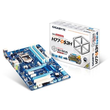 Дънна платка Gigabyte H77-DS3H, H77, LGA1155, DDR3, PCI-E 3.0(CF)(HDMI & DVI), SB7.1, Lan1000, 2xSATA 6Gb/s RAID 0,1,5,10, 4xUSB3.0, ATX | JAR Computers Gigabyte H77-DS3H s1155 DDR3 VGA ATX