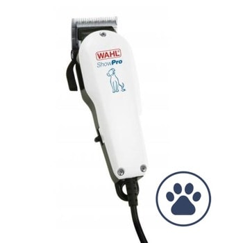 Машинка за подстригване на кучета Wahl ShowPro (09265-2016), тиха работа за чувствителни към шум животни, лесно регулиране на дължината на рязане, самозаточващи се остриета, бяла image