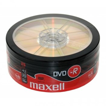 Оптичен носител DVD-R 4.7GB, MAXELL 16x, 25бр | JAR Computers DVD-R MAXELL, 4,7 GB, 16x, 25 бр.