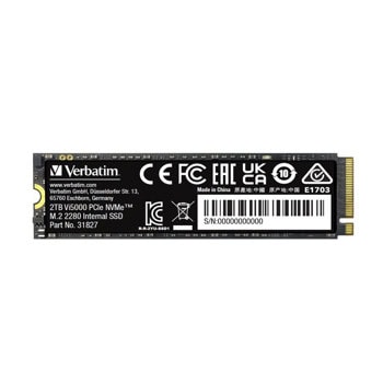 Памет SSD 2TB, Verbatim Vi5000, NVMe, M.2 (2280), скорост на четене 5000MB/s, скорост на запис 4300MB/s | JAR Computers Verbatim 2TB Vi5000 31827