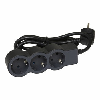 Разклонител Legrand 6 945 50, 3 гнезда, IP20, IK04 устойчивост на удар, 1.5 m, черен | JAR Computers Разклонител Legrand 694550