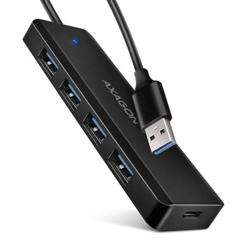 USB Хъб AXAGON HUE-C1A, 5 порта, от USB Type-A към 4x USB 3.2 Type-A/1x USB Type-C(PD), черен | JAR Computers AXAGON HUE-C1A