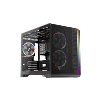 Кутия 1stPlayer VT6-BK, mATX/Mini-ITX, 2x USB 3.0, 2x 120mm вентилатора RGB, с прозорец, черна, без захранване | JAR Computers Кутия 1stPlayer VT6-BK