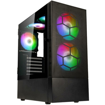 Кутия Kolink Observatory MX Mesh ARGB, ATX/Micro-ATX/Mini-ITX, 2x USB 3.0, с прозорец, 5x ARGB вентилатора, черна, без захранване | JAR Computers Kolink Observatory MX Mesh ARGB Black GEKL-138