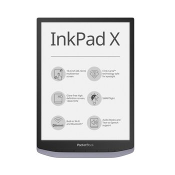 PocketBook InkPad X PB1040, 10.3in Метално сив