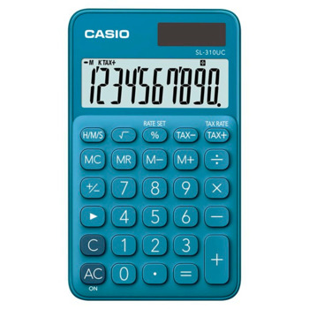 Калкулатор Casio SL-310UC, 10 разряден дисплей, джобен, изчисляване на %, бутон за бърза корекция, син | JAR Computers Калкулатор Casio SL-310UC Blue SL-310UC-BU