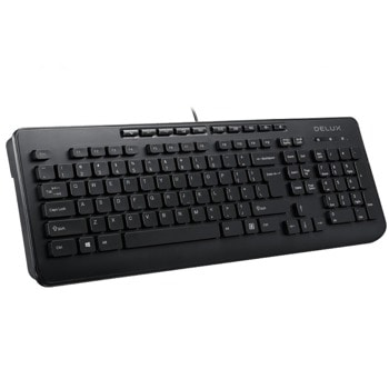 Клавиатура Delux OM-02U Black, 10 мултимедийни клавиша, нископрофилни клавиши, кирилизирана, USB, черна image