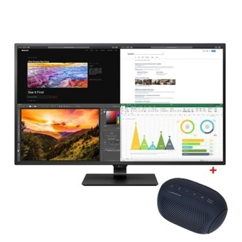 Монитор LG 43UN700-B с подарък тонколона LG XBOOMGo PL2, 42.5" (107.9 cm) IPS панел, UHD 4K, 8ms, 1000:1, 400 cd/m2, 1x DisplayPort, 4x HDMI, 1x USB Type C, 2x USB 3.0 | JAR Computers LG 43UN700-B + XBOOMGo PL2