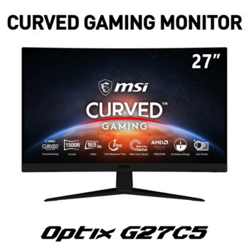 Монитор MSI Optix G27C5, 27" (68.58 cm) VA панел, 165Hz, Full HD, 1ms, 100 000 000:1, 250 cd/m2, DisplayPort, HDMI image