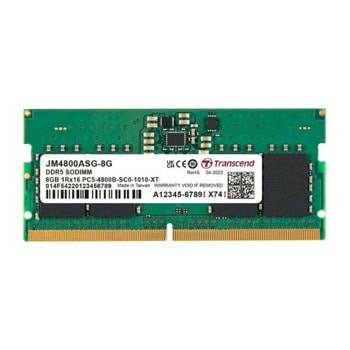 Памет 8GB DDR5 4800MT/s, SO-DIMM, Transcend JM4800ASG-8G, 1.1V | JAR Computers Transcend 8GB JM DDR5 4800 SO-DIMM