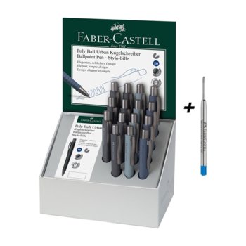 Химикалки Faber-Castell Poly Ball Urban, син цвят на писане, различни цветове, 20 бр. + 15 пълнителя | JAR Computers Faber-Castel Poly Ball Urban 15 броя 20 пълнителя
