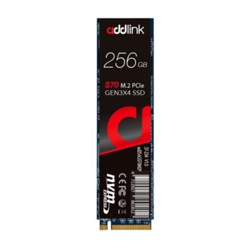 Памет SSD 256GB Addlink S70, NVMe, M.2 (2280), скорост на четене 3000 MB/s, скорост на запис 1000 MB/s | JAR Computers Addlink 256GB S70 M.2 2280 PCI Express