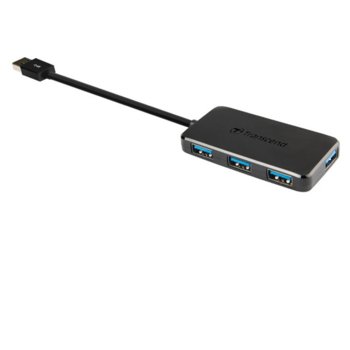 USB Хъб Transcend HUE-P1AL, 4 порта, от USB Type-A към 4x USB 3.0 Type-A, черен image