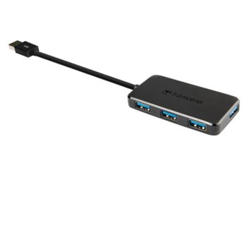 USB Хъб Transcend HUE-P1AL, 4 порта, от USB Type-A към 4x USB 3.0 Type-A, черен | JAR Computers Transcend TS-HUB2K