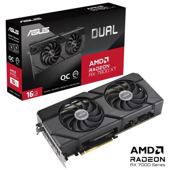 Видео карта AMD Radeon RX 7800 XT, 16GB, Asus Dual OC, PCI-E 4.0, GDDR6, 256-bit, DisplayPort, HDMI | JAR Computers Asus Dual Radeon RX 7800 XT OC 90YV0JJ1