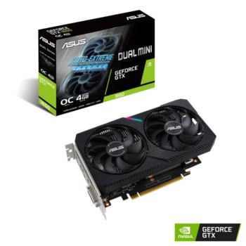Видео карта Nvidia GeForce GTX 1650, 4GB, Asus Dual MINI OC Edition, PCI-E 3.0, GDDR6, 128-bit, DP, HDMI, DVI | JAR Computers Asus DUAL-GTX1650-O4GD6-MINI