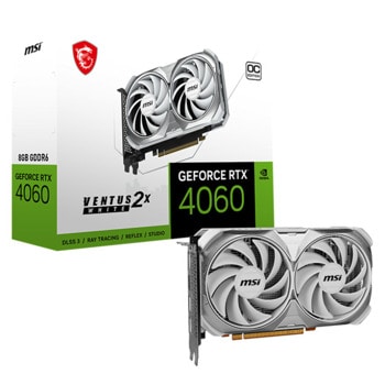 Видео карта Nvidia GF RTX 4060, 8GB, MSI Ventus 2X White OC, PCI-E 4.0, GDDR6, 128-bit, HDMI, DisplayPort | JAR Computers MSI GeForce RTX 4060 VENTUS 2X White 8G OC