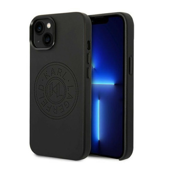Leather Perforated Logo за iPhone 14 черен