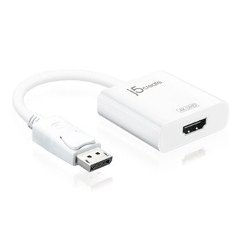 Преходник j5create JDA158, от DisplayPort(м) към HDMI(ж), бял | JAR Computers Преходник j5create JDA158