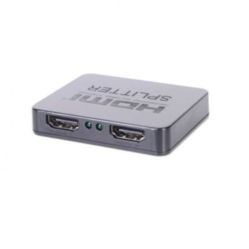 Сплитер HDMI Splitter, от 1x HDMI(ж) към 2x HDMI(v), microUSB TypeB захранване, до 15м, до 4K резолюция, черен | JAR Computers HDMI Splitter 2x ports