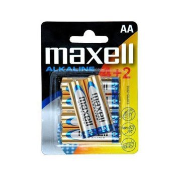 Батерии алкални Maxell AA, 1.5V, 6 бр.