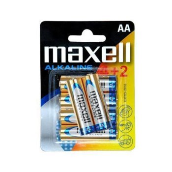Батерии алкални Maxell AA, 1.5V, 6 бр (4+2) | JAR Computers Батерии алкални Maxell AA, 1.5V, 6 бр.