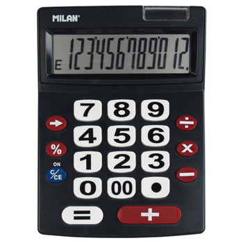 Калкулатор Milan M240, 12 разряден дисплей, настолен, бутон за изтриване на въведените данни, автоматично изключване, черен, 10бр. | JAR Computers Milan 1517 10бр.