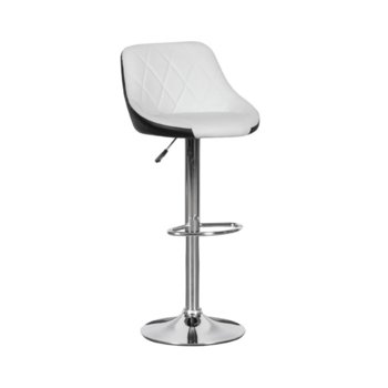 Бар стол Carmen, 3080, хромирана основа и мека, кожена седалка, газов амортисьор за коригиране на височината и степенка, бяло черен image