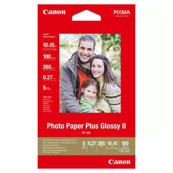 Фотохартия Canon Plus Glossy II PP-201, 10x15cm, гланцирана, 265 g/m2, 100 листа | JAR Computers Canon Plus Glossy II PP-201 2311B072AA