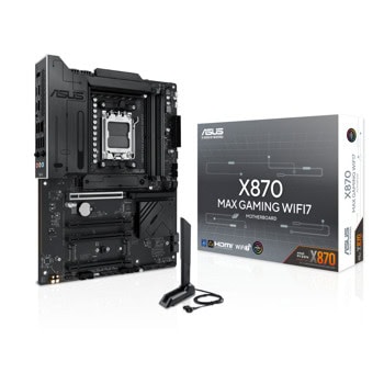 Дънна платка Asus X870 Max Gaming WiFi7, X870, AM5, DDR5, PCI-E 5.0 (HDMI), 3x M.2 slots, 4x SATA 6Gb/s, 2x USB 4.0 Type-C, 1x USB 3.2 Gen2 Type-A, Wi-Fi 7, Bluetooth v5.4, 2.5GbE LAN, ATX | JAR Computers Asus X870 Max Gaming WiFi7 90MB1LY0-M0EAY0