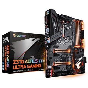 Дънна платка GIGABYTE Z370 AORUS Ultra Gaming, Z370, LGA1151, DDR4, PCI-E (HDMI&DVI-D)(CF&SLI), 6x SATA 6Gb/s, 2x M.2 Socket, 1x USB Type-C™ 3.1 Gen 2, ATX | JAR Computers Дънна платка GIGABYTE Z370 AORUS Ultra Gaming