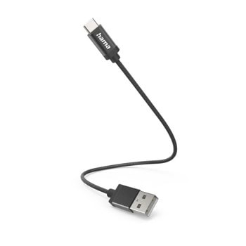 Кабел Hama 201600, от USB A(м) към USB C(м), 0.2m, черен | JAR Computers Hama 201600