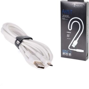 Кабел Royal YOURZ 0451, от USB Type A(м) към micro USB B(м) 2m, бял | JAR Computers Royal YOURZ -167/2 0451 white 21015037