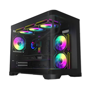 Кутия Gamemax HYPE-M Black, mATX/Mini-ITX, 1x USB 3.0, 3x 120mm вентилатора RGB, с прозорец, черна, без захранване | JAR Computers Кутия Gamemax HYPE-M черна