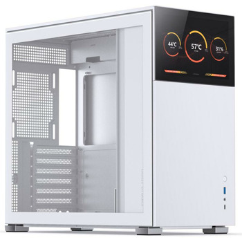 Кутия Jonsbo D41 STD SCREEN White, ATX/Micro ATX/Mini ITX/Mini DTX, 1x USB 3.0, 1x USB-C, с прозорец, преден екран, без захранване, бяла | JAR Computers Jonsbo D41 STD SCREEN White