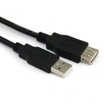 Кабел VCom CU202-B-1.8m, от USB-A(м) към USB-A(ж), 1.8m, черен | JAR Computers VCom CU202-B-1.8m