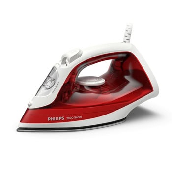 Парна ютия Philips DST2010/40, 25 г/мин непрекъсната пара, 100 г/мин парен удар, 250 мл. резервоар, 4 настройки на парата, Calc Clean, 2000W, червено-бяла | JAR Computers Philips DST2010/40