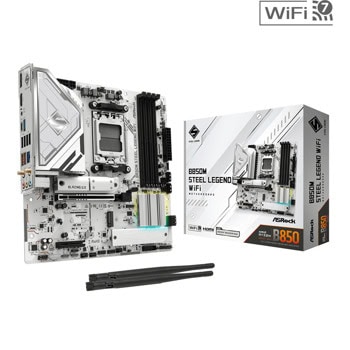Дънна платка ASROCK B850M Steel Legend WIFI, B850, AM5, DDR5, PCI-E 5.0,(DP&HDMI), 4x SATA 6Gb/s, 3x M.2, 1x USB 3.2 Gen2, 2.5GbE LAN, Wi-Fi 7, Bluetooth 5.4, Micro ATX | JAR Computers дънна платка asrock b850m steel legend wifi
