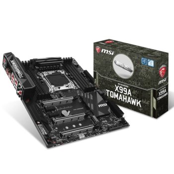 Дънна платка MSI X99A TOMAHAWK, X99, LGA2011-3, DDR4, 3x PCI-Ex16 (SLI&CF), 10x SATA 6Gb/s, 1x M.2 Socket, 4x USB 3.1 Gen1, 1x USB 3.1 Type C Gen2, ATX | JAR Computers MSI X99A TOMAHAWK